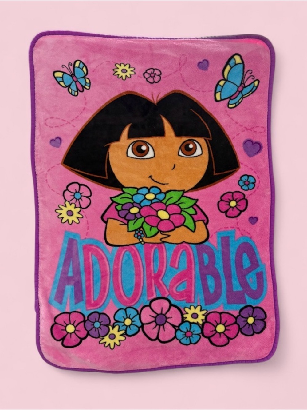 Vintage 2006 Dora the Explorer Blanket Y2K Nickelodeon 31.5” x 40.5”